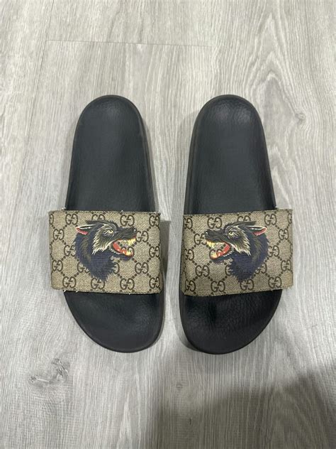 gucci wolf slides replica|gucci slides are they real.